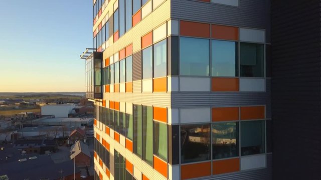 Aerial view of modern office building in Linkoping city, Sweden.