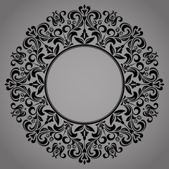 Decorative frame Elegant vector element for design in Eastern style, place for text. Floral black border. Lace illustration for invitations and greeting cards