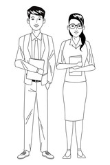 business couple avatar black and white