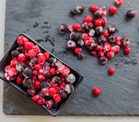 Close Frozen Mixed Fruit Berries Red Currant Cranberry Raspber