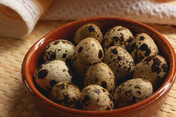 Fresh quail eggs ready for cooking