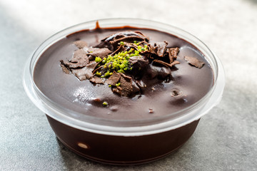 Profiteroles with Pistachio in Plastic Cup / Package