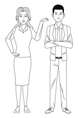business couple avatar black and white