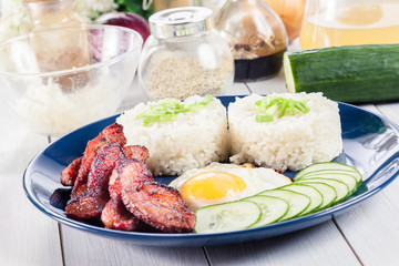 Pork tocino with rice and fried egg
