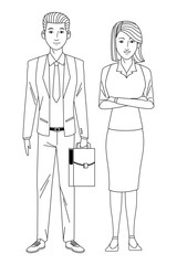 business couple avatar black and white