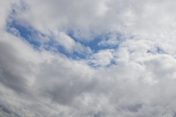 Cloudy landscape. Sky. In white, gray, blue tones.