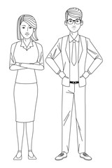 business couple avatar black and white