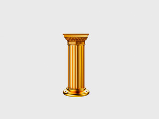 Golden classic columns Isolated on white background. 3D rendering model illustration