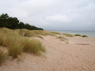 Fototapeta na wymiar empty beach on a cloudy day