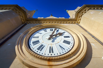 Old clock tower of Messina Cathedral in Sicily, Italy