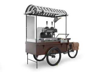 Street Coffee Cart 3D Rendering Isolated on White - 269007920