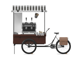 Street Coffee Cart 3D Rendering Isolated on White - 269007962