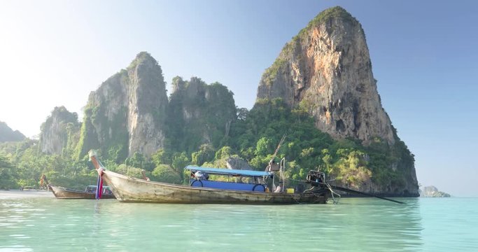 boats at railay beach, Krabi, Thailand