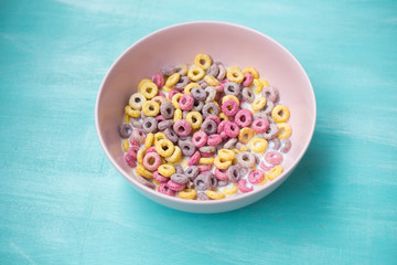 colorful cereal rings in bowl 