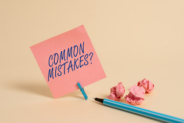 Conceptual hand writing showing Common Mistakes Question. Concept meaning repeat act or judgement...