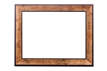 Dark Gold Vintage Frame isolated on White Background.