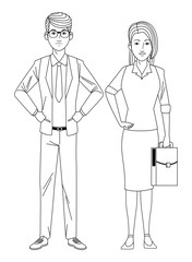 business couple avatar black and white