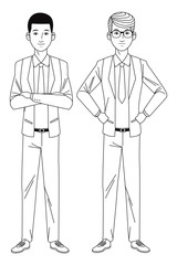 businessmen avatar cartoon character black and white