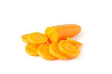 Carrot slices vegetable isolated on white background