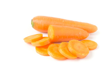 Carrot slices vegetable isolated on white background
