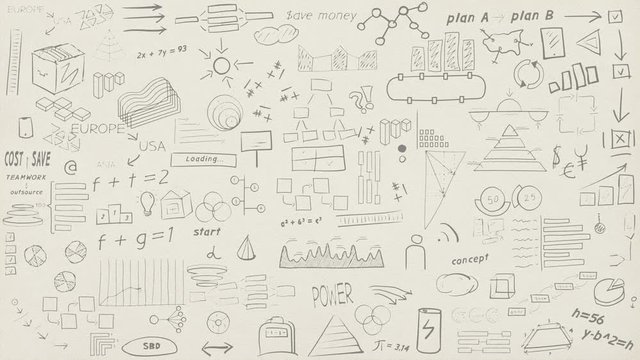 Background with infographic pattern on paper.