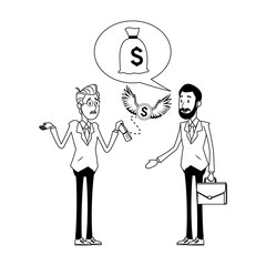 businessmen with briefcase black and white