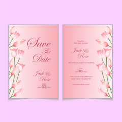 Elegant Tulips Watercolor Wedding Invitation Card Template