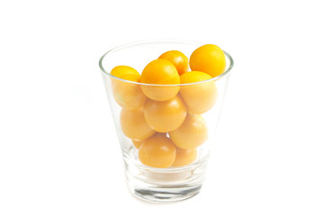 Cape gooseberry fruit or Physalis minima Linn is glass isolated on white background