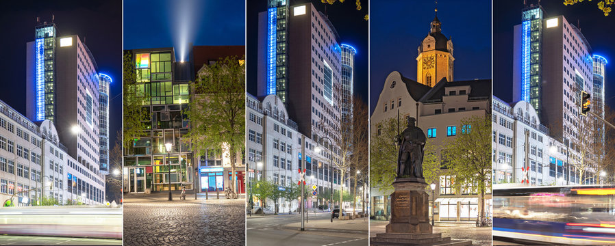 Modernes und Historisches von Jena bei Nacht - Collage