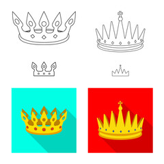 Isolated object of medieval and nobility sign. Set of medieval and monarchy stock vector illustration.