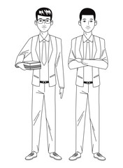 businessmen avatar cartoon character black and white