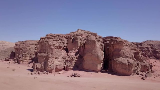 Solomon's pillars in Timna park - Aerial footage. 
