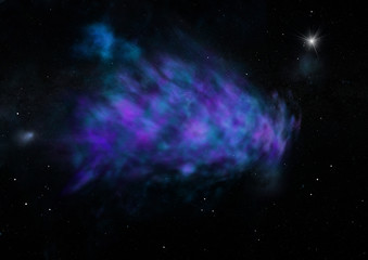 Star field in space and a nebulae. 3D rendering