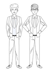 businessmen avatar cartoon character black and white