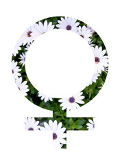 woman icon with flowers isolated on white background