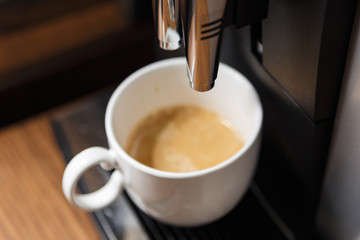 Cup of hot coffee. Espresso coffee.