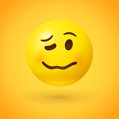 Woozy face emoji - emoticon face showing signs of being tired, emotional, or drunk