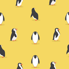 Cute penguin characters  in different poses pattern