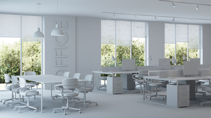 Modern office interior. Openspace. 3D rendering.