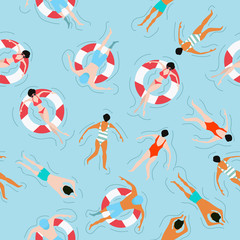 Peoples swimming summer pattern