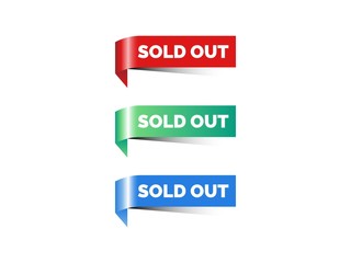 Corner Sold Out Ribbon Banner Vector, Illustration.
