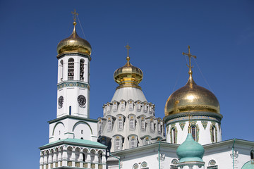 Domes of the resurrection Cathedral of the new Jerusalem monastery in Istra, Moscow region (2019)