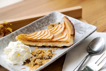 Apple tart on a wooden table