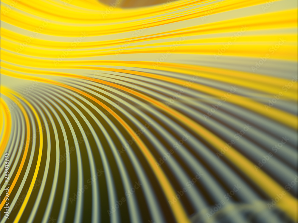 Poster Modern style abstraction with composition made of various colored lines. Wave band geometric pattern. 3d rendering