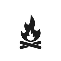 Campfire with firewood Vector isolated illustration. Fire black symbol