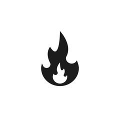 Fire flame icon, vector isolated black fire flat symbol