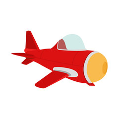 Aircraft. The plane is red color. Icon of airplane. Vector illustration. EPS 10.
