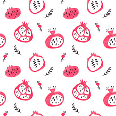hand-drawn seamless pattern of red grenades
