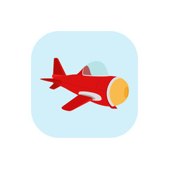 Aircraft. The plane is red color. Icon of airplane. Vector illustration. EPS 10.