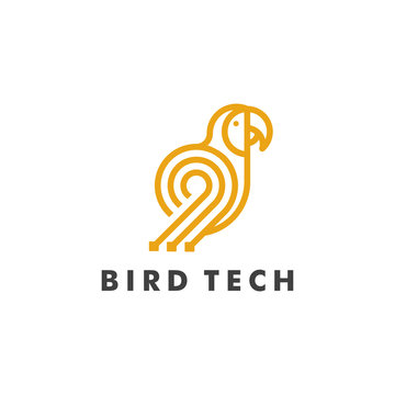 Bird logo template, parrot icon design - vector